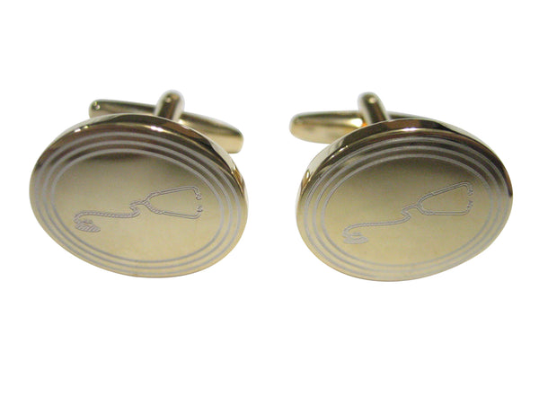 Gold Toned Etched Oval Medical Stethoscope Cufflinks