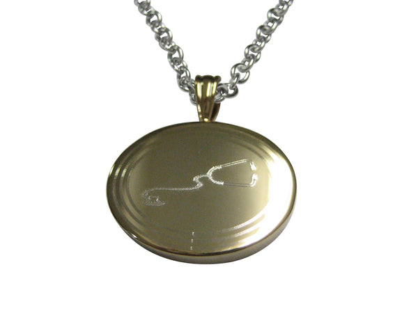 Gold Toned Etched Oval Medical Stethoscope Pendant Necklace