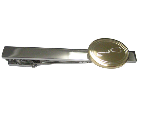 Gold Toned Etched Oval Medical Stethoscope Tie Clip