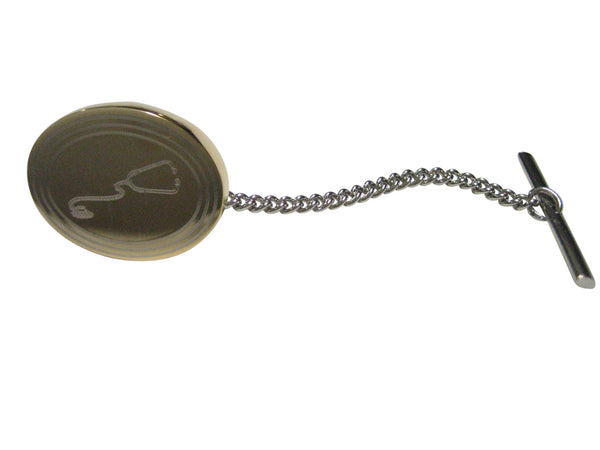 Gold Toned Etched Oval Medical Stethoscope Tie Tack