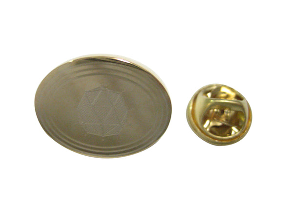 Gold Toned Etched Oval Polyhedral Virus Lapel Pin