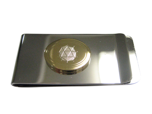 Gold Toned Etched Oval Polyhedral Virus Money Clip