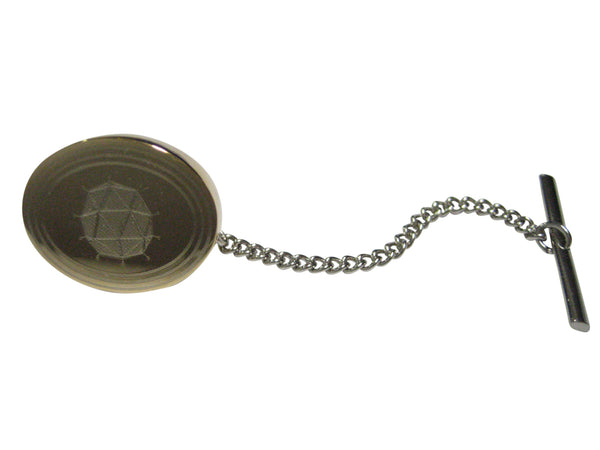 Gold Toned Etched Oval Polyhedral Virus Tie Tack