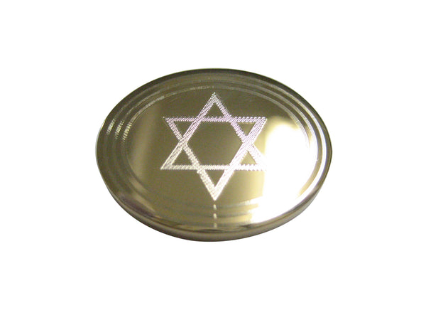 Gold Toned Etched Oval Religious Star of David Magnet