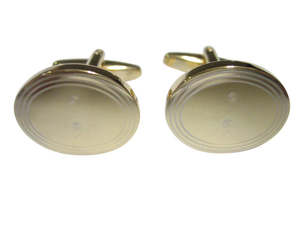 Gold Toned Etched Oval Semicolon Sign Cufflinks