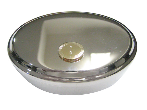 Gold Toned Etched Oval Semicolon Sign Pendant Oval Trinket Jewelry Box