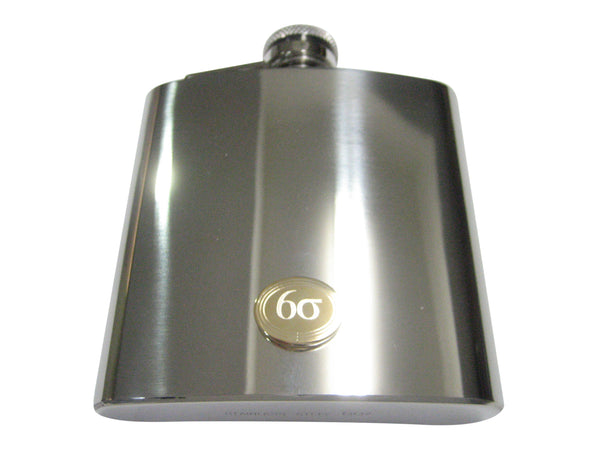 Gold Toned Etched Oval Six Sigma 6oz Flask
