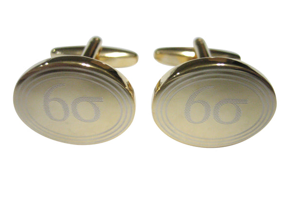 Gold Toned Etched Oval Six Sigma Cufflinks