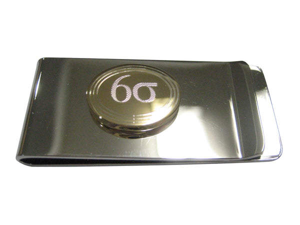 Gold Toned Etched Oval Six Sigma Money Clip