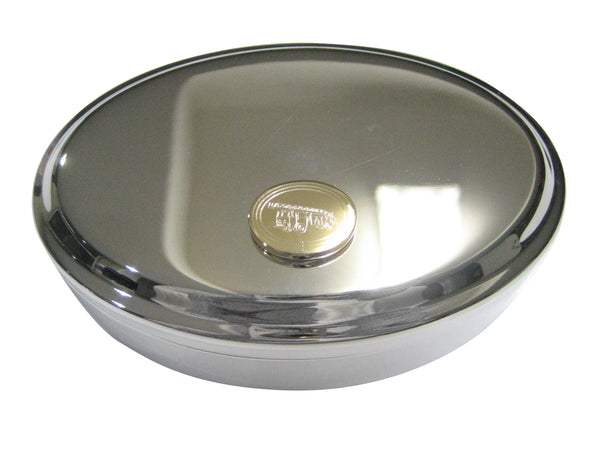 Gold Toned Etched Oval Sleek Fire Truck with Ladder Oval Trinket Jewelry Box