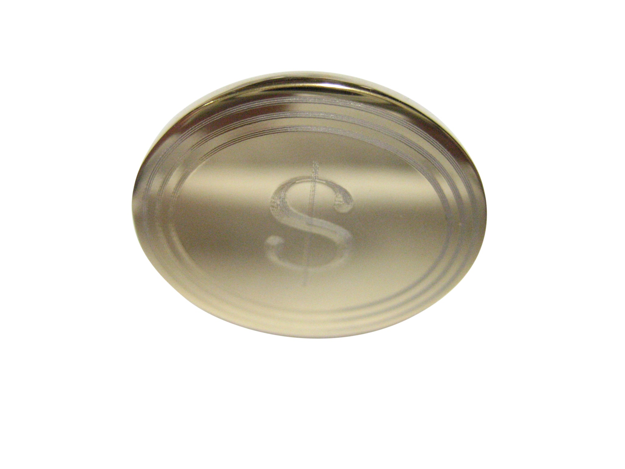 Gold Toned Etched Oval U.S. Dollar Sign Adjustable Size Fashion Ring