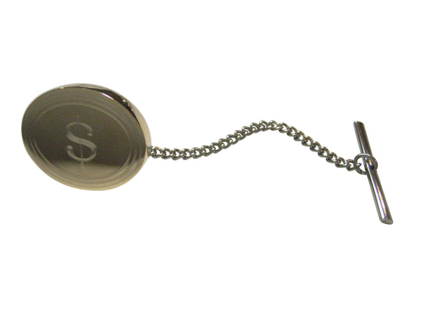 Gold Toned Etched Oval U.S. Dollar Sign Tie Tack