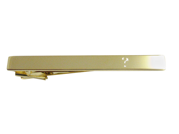 Gold Toned Etched Question Mark Square Tie Clip