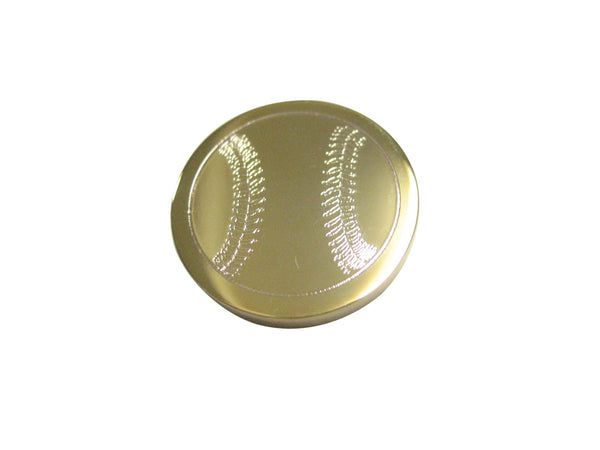Gold Toned Etched Round Baseball Magnet