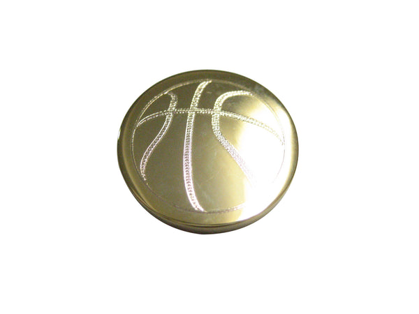 Gold Toned Etched Round Basketball Magnet