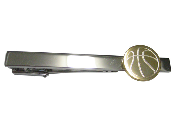 Gold Toned Etched Round Basketball Tie Clip