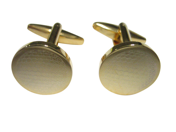 Gold Toned Etched Round Golf Ball Cufflinks
