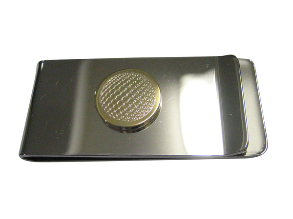 Gold Toned Etched Round Golf Ball Money Clip