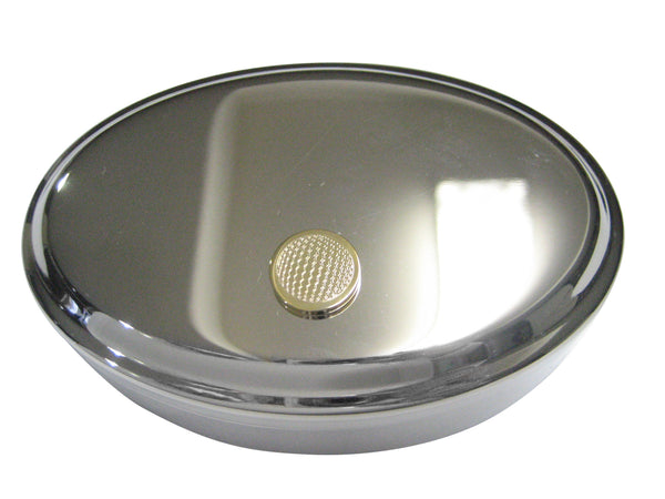 Gold Toned Etched Round Golf Ball Oval Trinket Jewelry Box