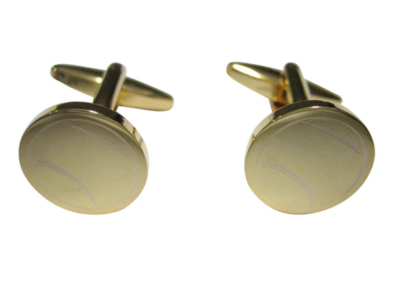 Gold Toned Etched Round Tennis Ball Cufflinks