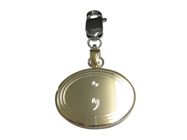 Gold Toned Etched Semicolon Sign Pendant Zipper Pull Charm
