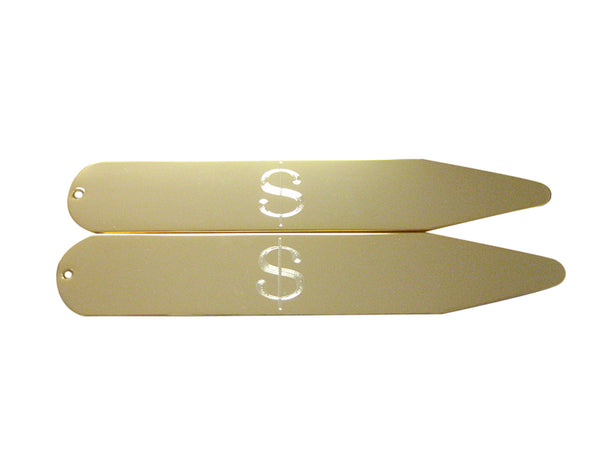 Gold Toned Etched U.S. Dollar Sign Collar Stays