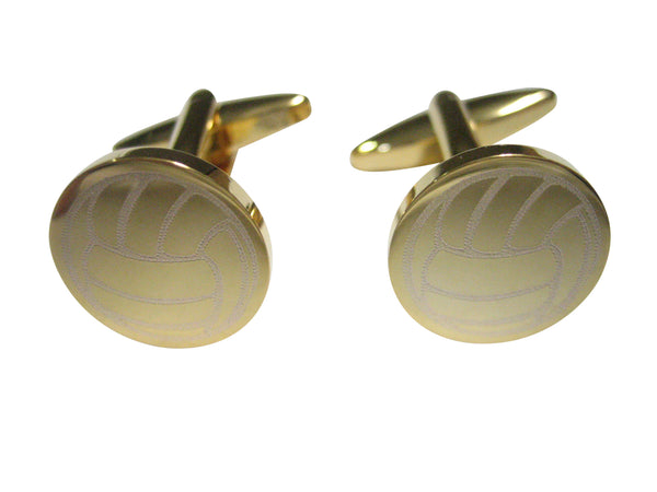 Gold Toned Etched Volleyball Cufflinks