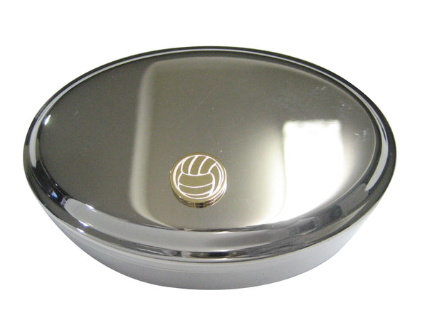 Gold Toned Etched Volleyball Oval Trinket Jewelry Box
