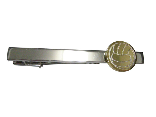 Gold Toned Etched Volleyball Tie Clip