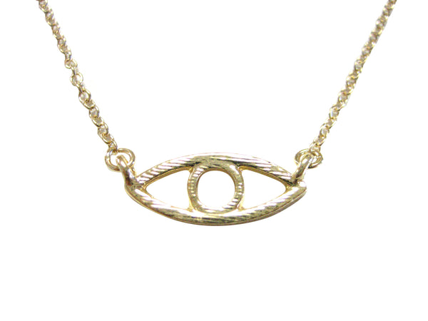 Gold Toned Eye Pendant Necklace