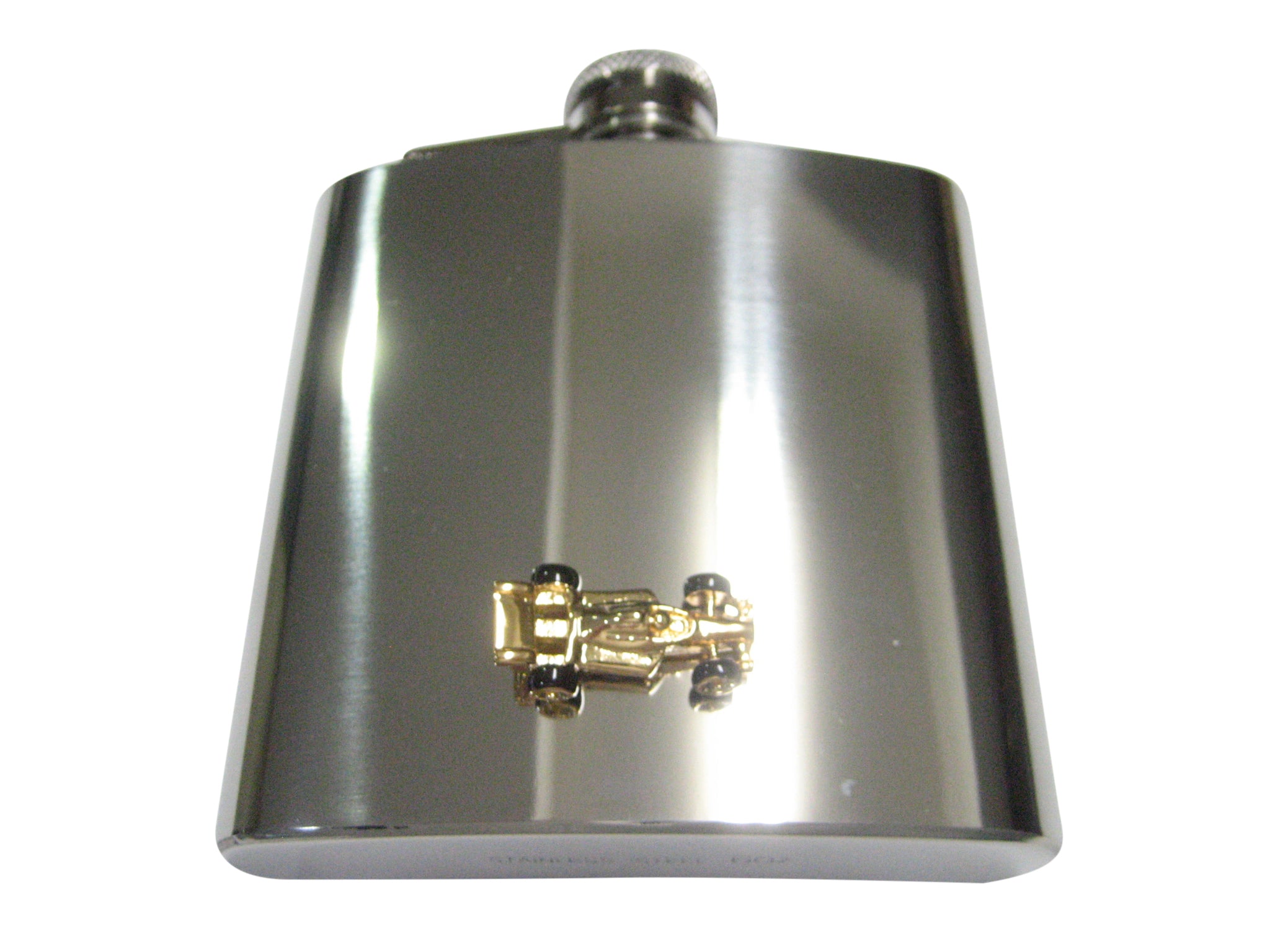 Gold Toned F1 Race Car 6oz Flask