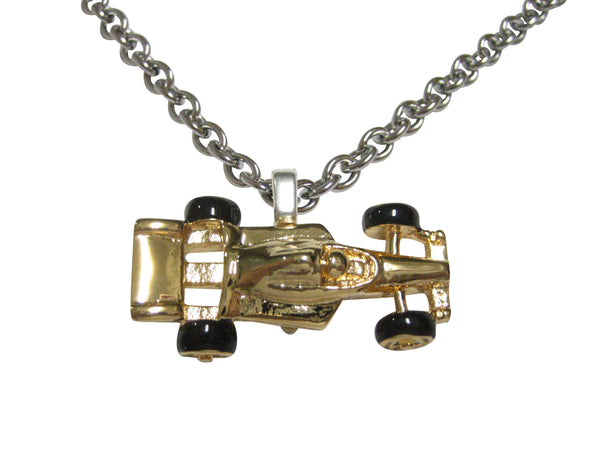 Gold Toned F1 Race Car Pendant Necklace