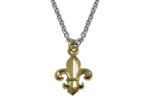 Gold Toned Fleur De Lys Pendant Necklace