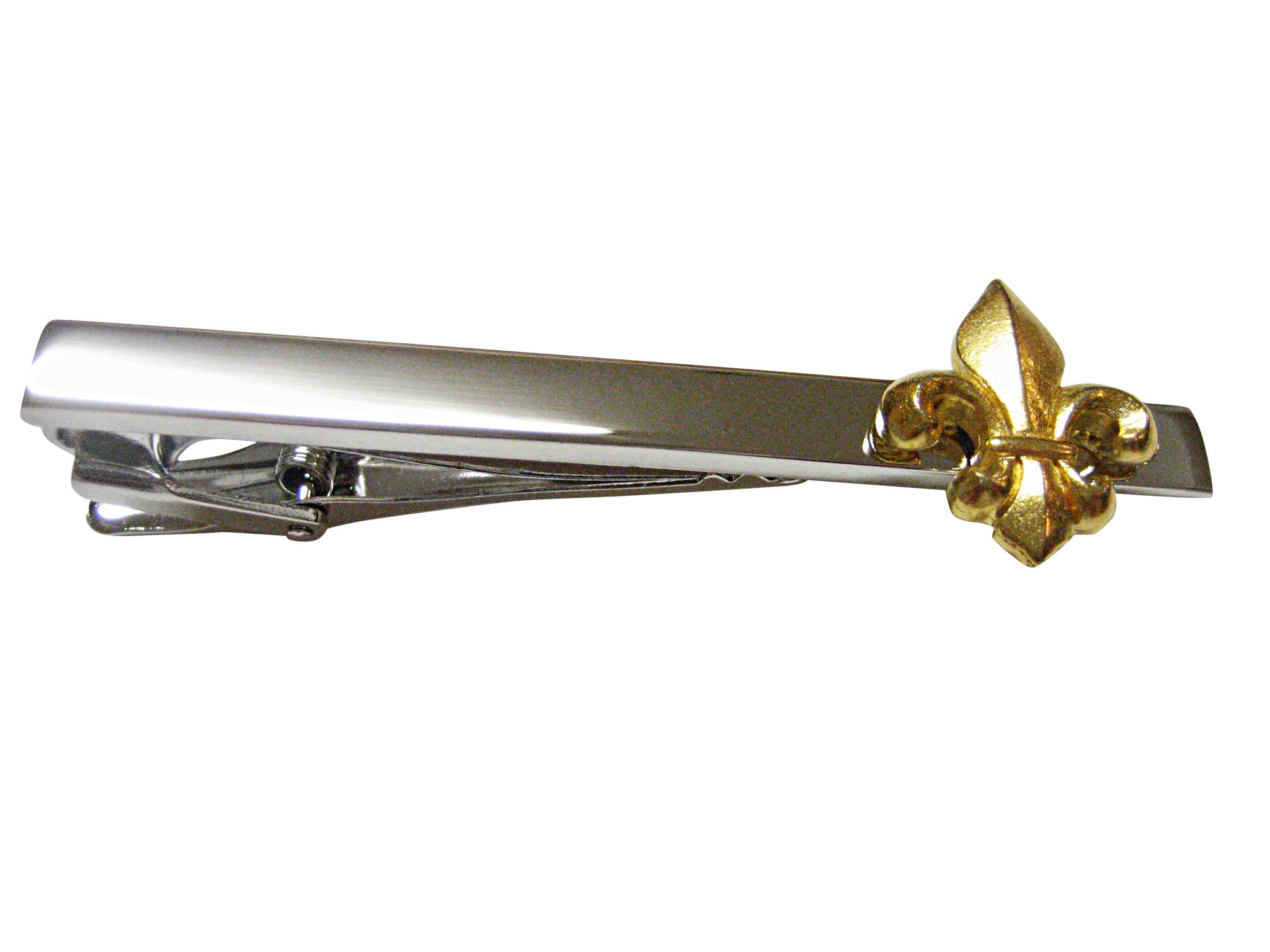 Gold Toned Fleur De Lys Square Tie Clips