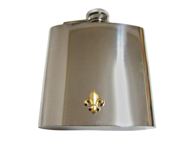 Gold Toned Fleur de Lys 6 Oz. Stainless Steel Flask