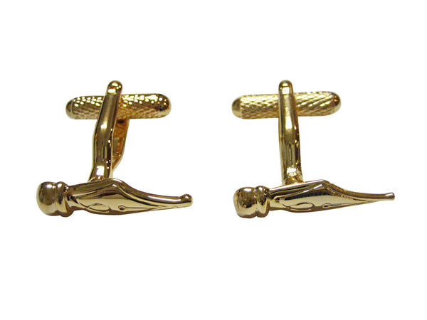 Gold Toned Fountain Pen Nib Cufflinks
