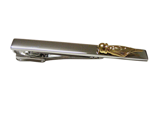 Gold Toned Fountain Pen Nib Square Tie Clip