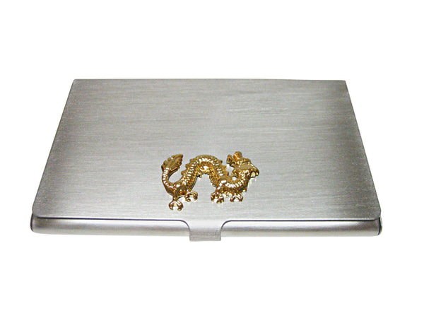 Gold Toned Full Length Dragon Business Card Holder