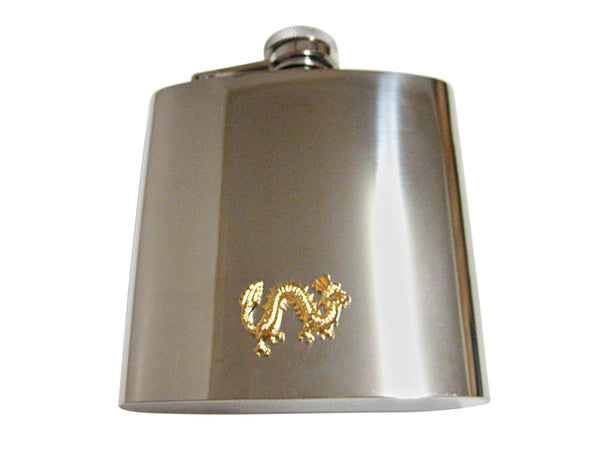 Gold Toned Dragon 6 Oz. Stainless Steel Flask