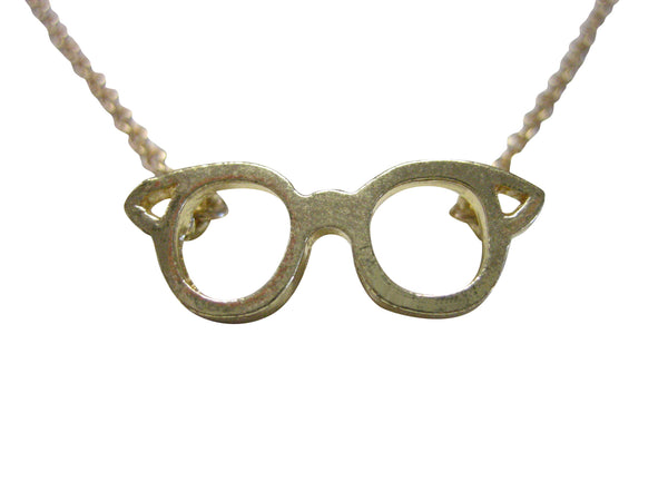Gold Toned Glasses Pendant Necklace
