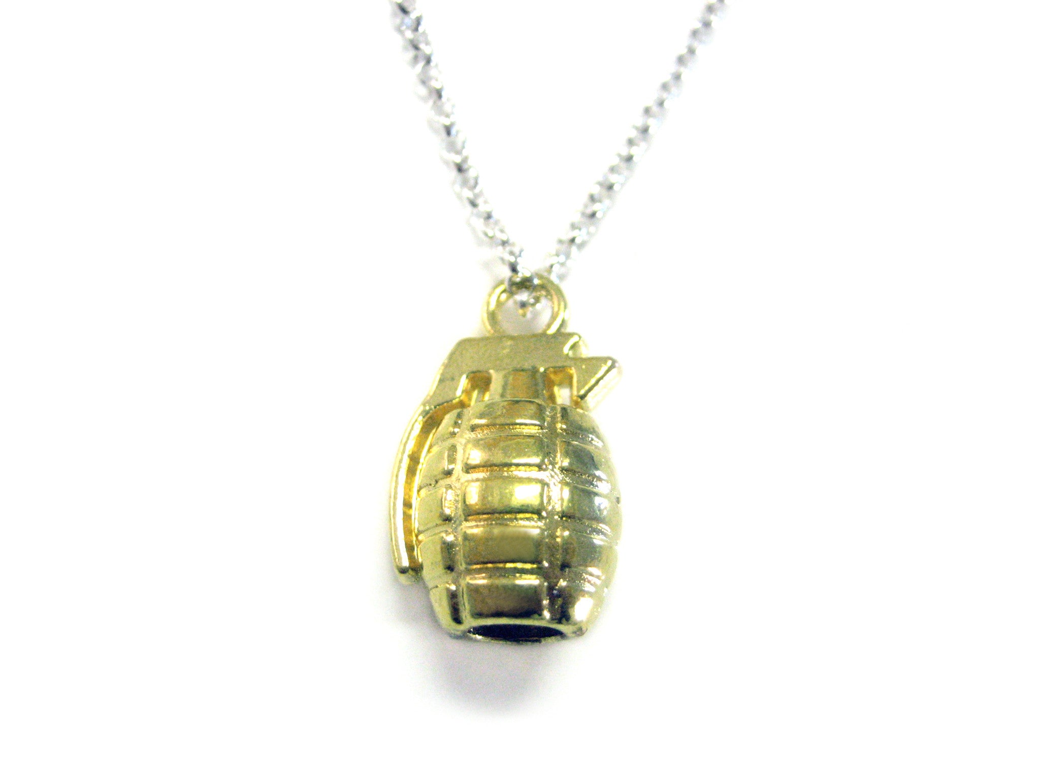 Gold Toned Grenade Pendant Necklace