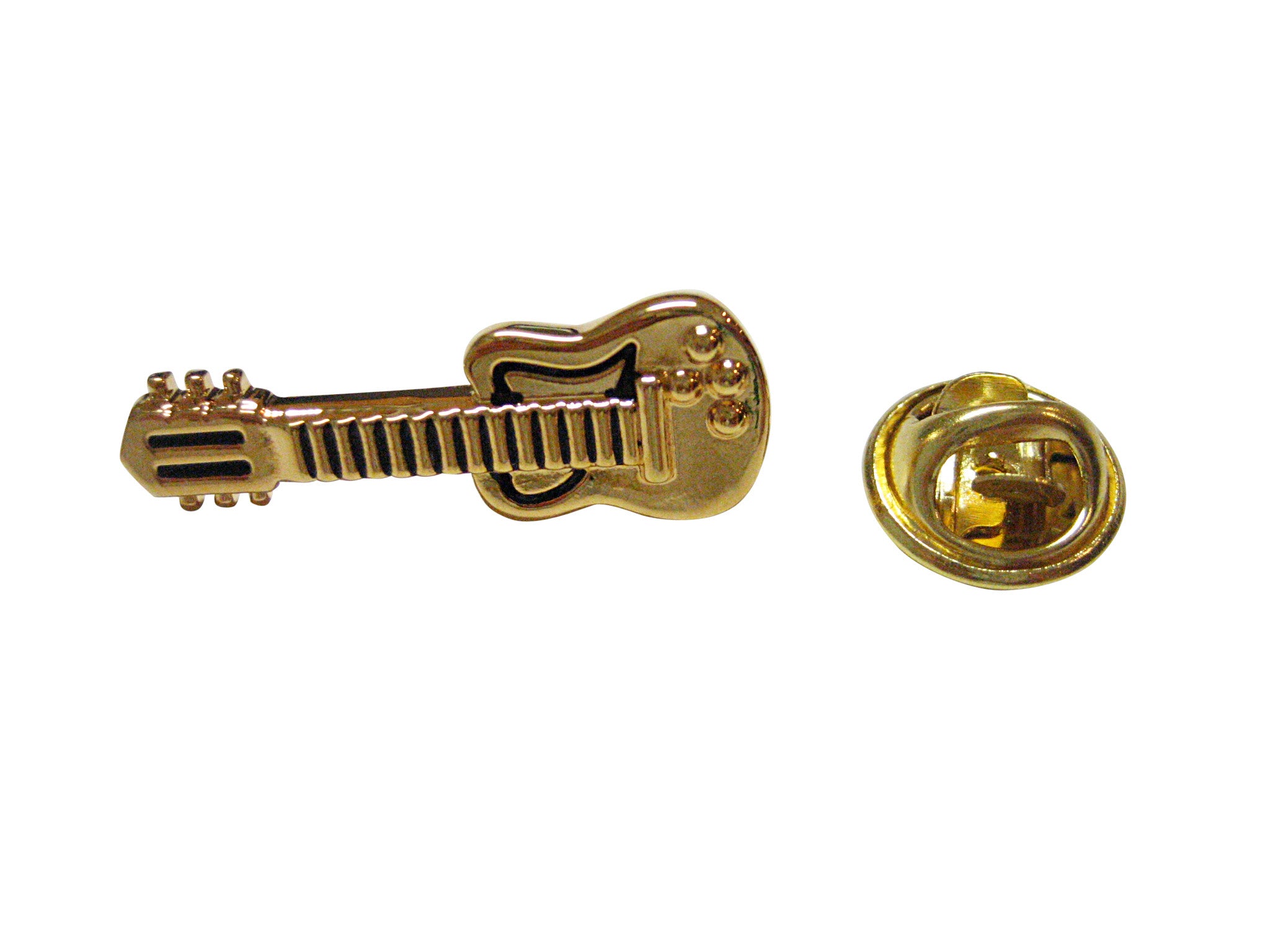 Gold Toned Guitar Musical Instrument Lapel Pin - Kiola Designs