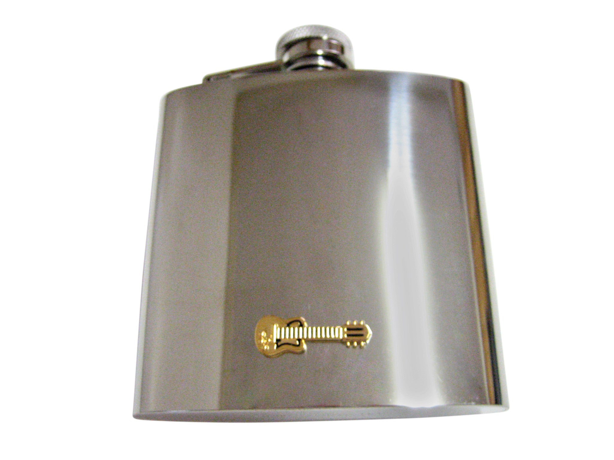 Gold Toned Guitar Musical Instrument 6 Oz. Stainless Steel Flask