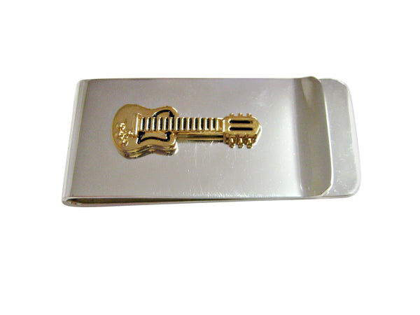 Gold Toned Guitar Musical Instrument Money Clip