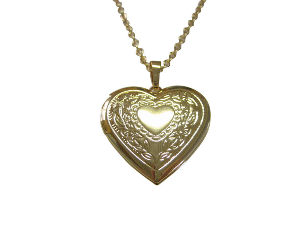 Gold Toned Heart Locket Pendant Necklace