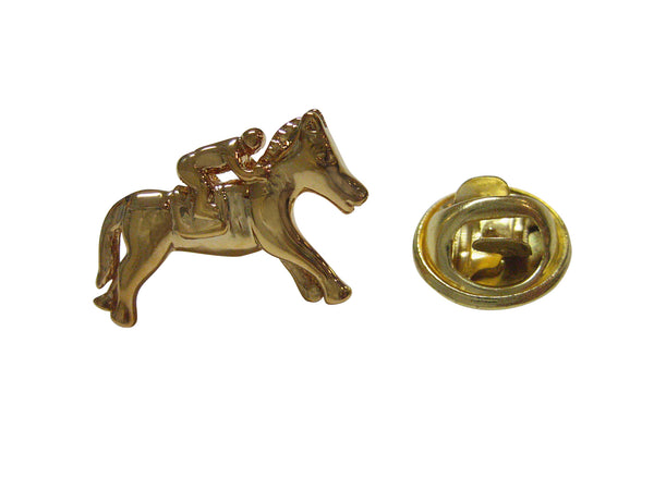 Gold Toned Horse Racing Jockey Lapel Pin