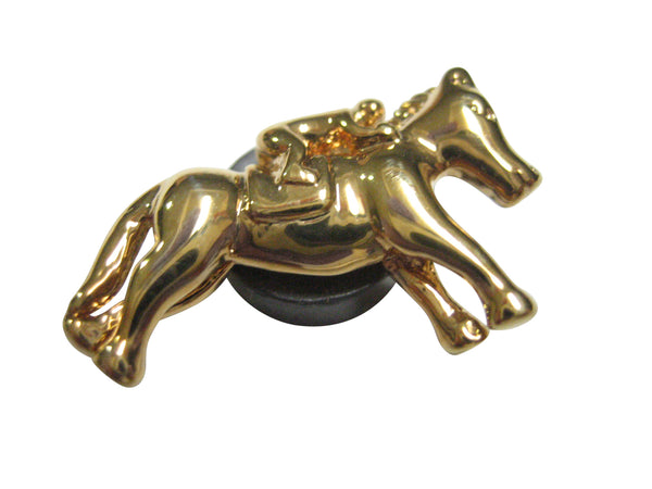 Gold Toned Horse Racing Jockey Magnet