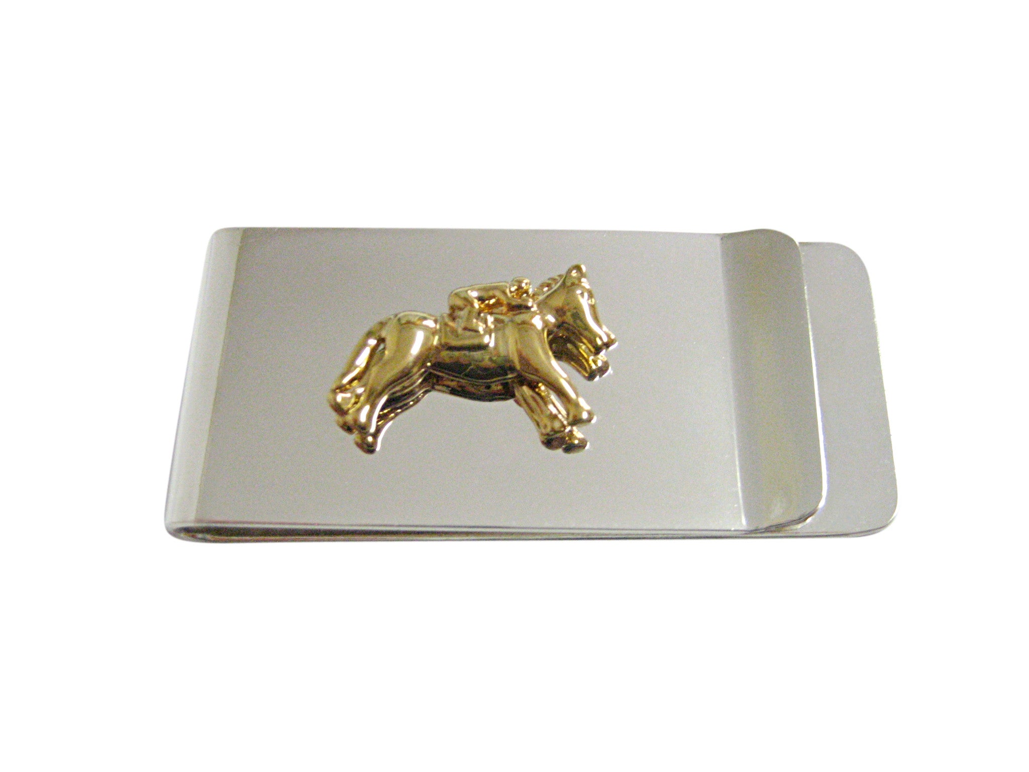 Gold Toned Horse Racing Jockey Money Clip