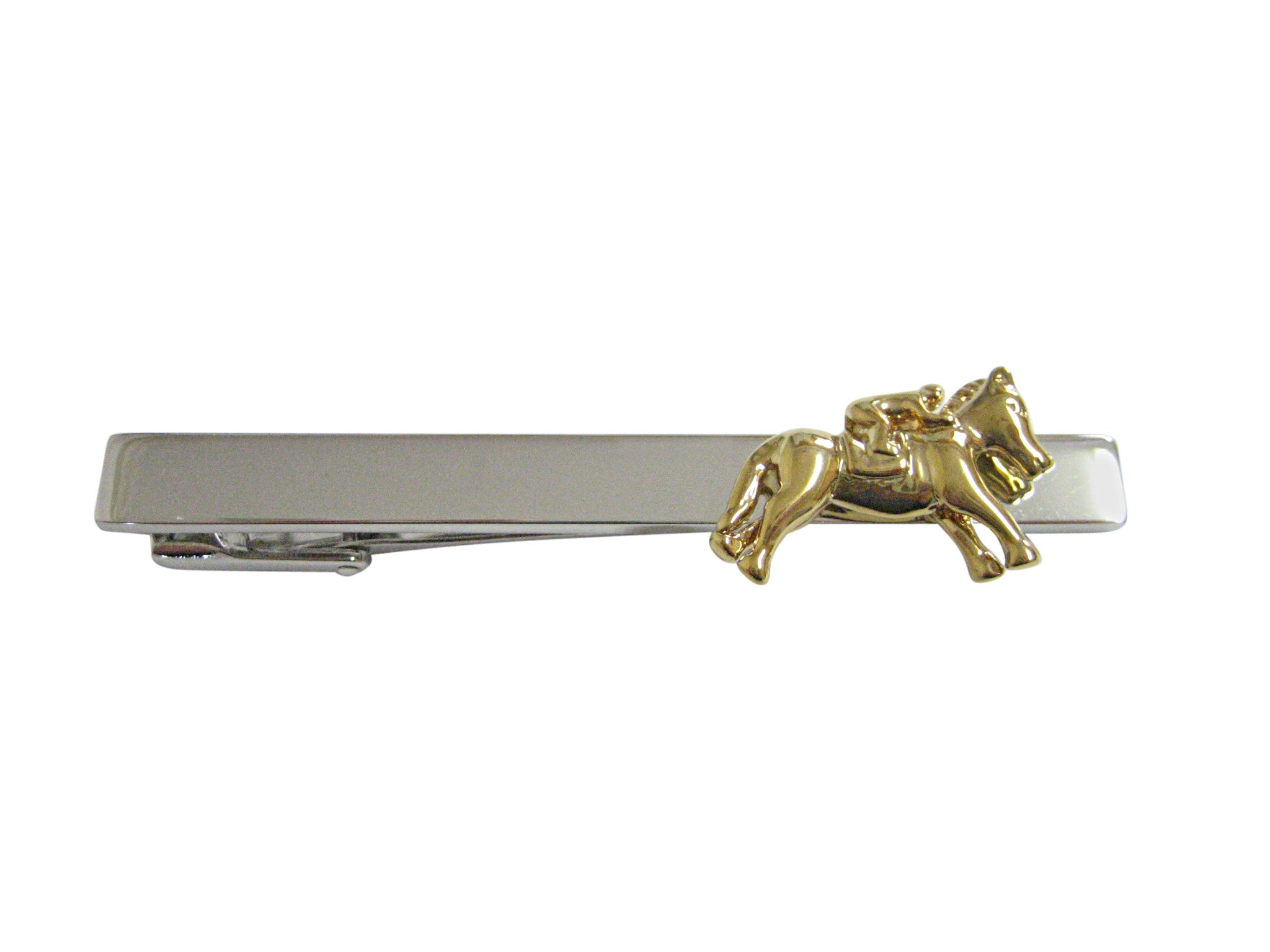 Gold Toned Horse Racing Jockey Square Tie Clip