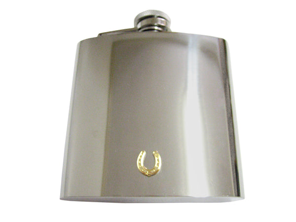 Gold Toned Horse Shoe 6 Oz. Stainless Steel Flask